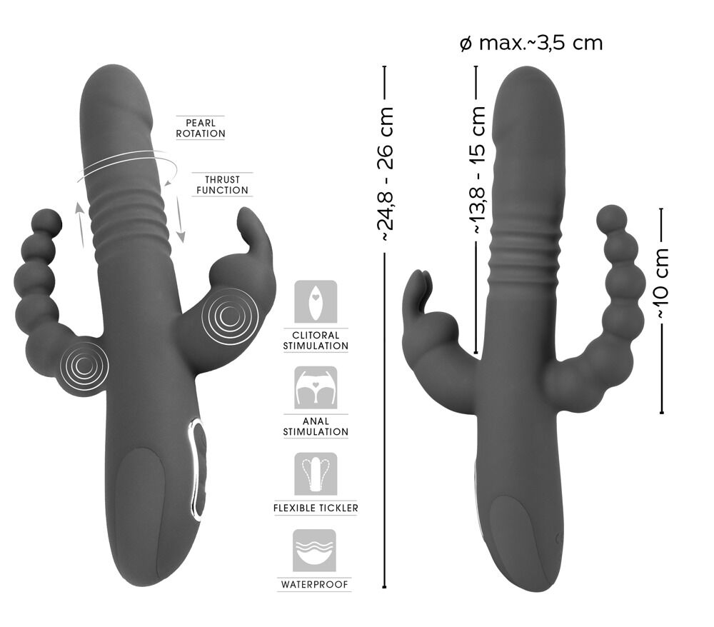 Stoßvibrator „Thrusting Pearl Triple Vibrator“ mit Klitoris- und Analvibrator