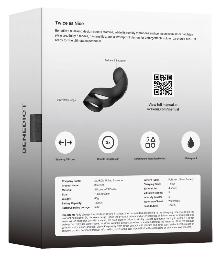 Penis-/Hodenring „Benedict“ mit Perineumvibrator