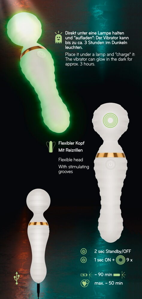 Massagestab „Glow in the dark Wand“ leuchtet im Dunkeln