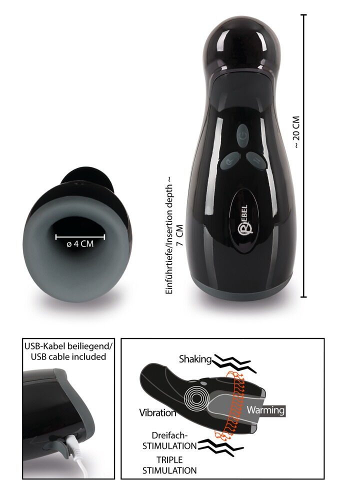 Masturbator mit Vibration und Heizfunktion