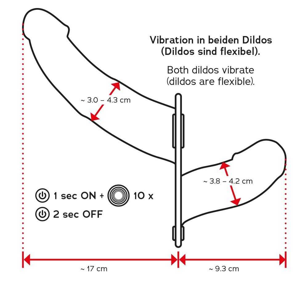 Umschnallvibrator „Double Thruster“ mit 2 Vibratoren