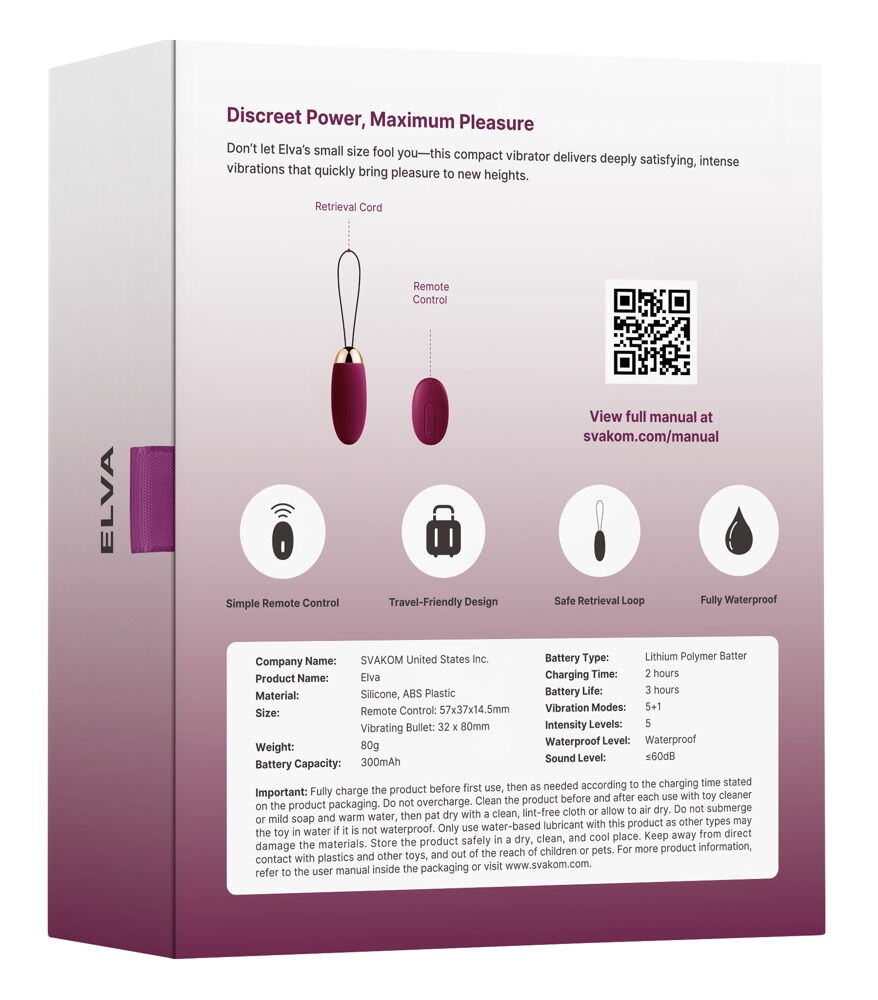 Vibro-Ei „Elva” mit Fernbedienung