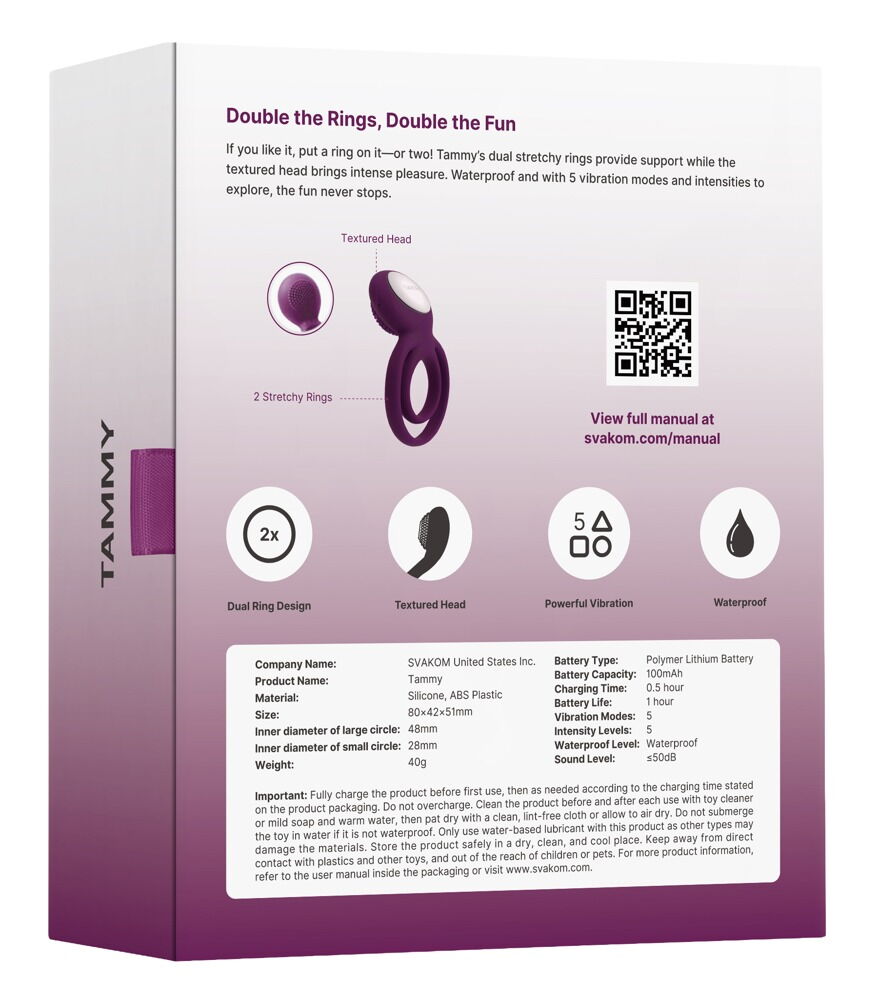 Vibro-Penisring „Tammy“ mit 5 Vibrationsmodi in 5 Intensitäten