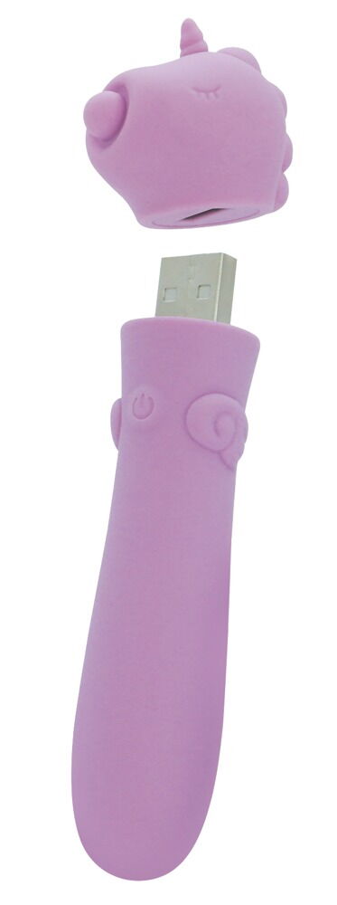 Minivibrator mit USB-Stecker unter’m Einhorn-Köpfchen