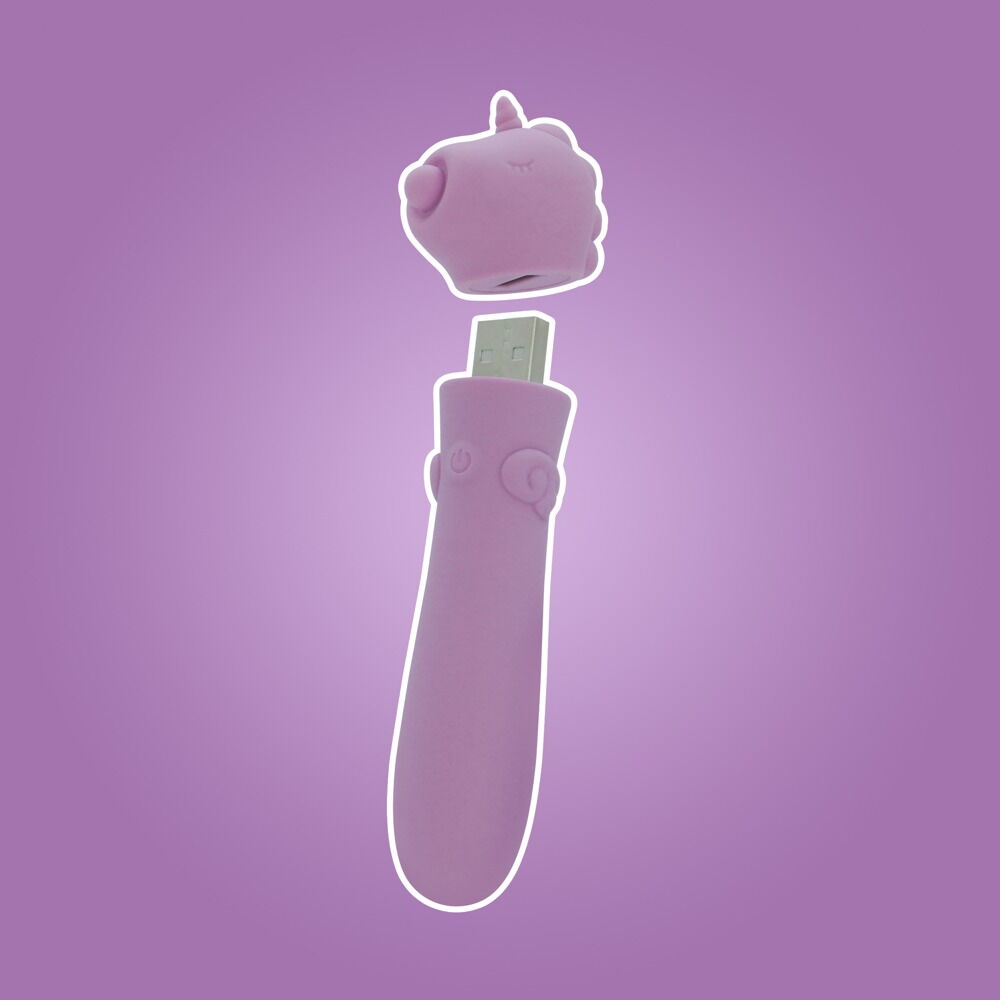 Minivibrator mit USB-Stecker unter’m Einhorn-Köpfchen