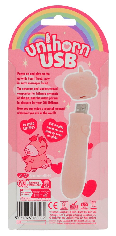 Minivibrator mit USB-Stecker unter’m Einhorn-Köpfchen