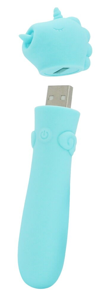 Minivibrator mit USB-Stecker unter’m Einhorn-Köpfchen