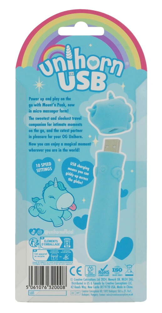 Minivibrator mit USB-Stecker unter’m Einhorn-Köpfchen