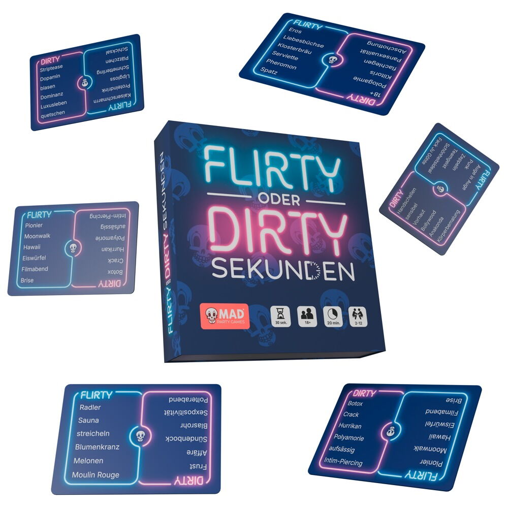 Partyspiel „Flirty or Dirty Seconds“ für 2–12 Spieler:innen