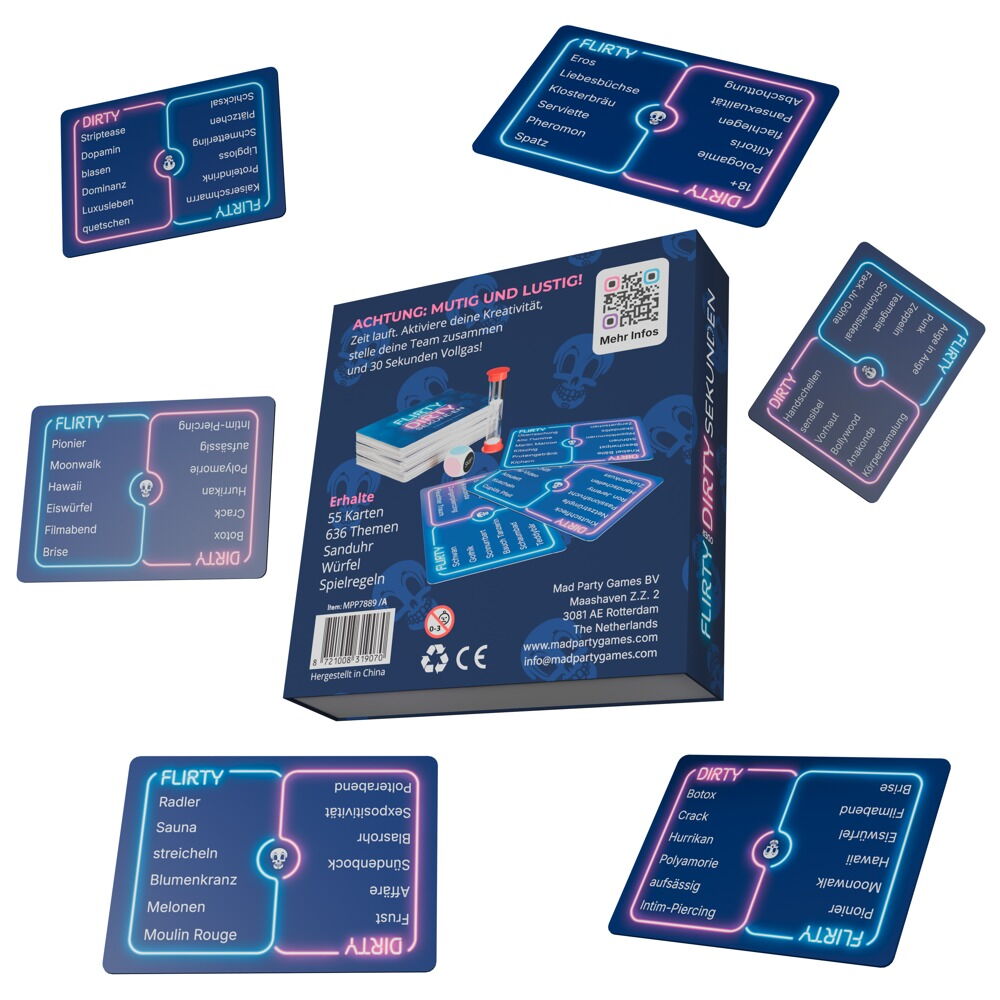 Partyspiel „Flirty or Dirty Seconds“ für 2–12 Spieler:innen