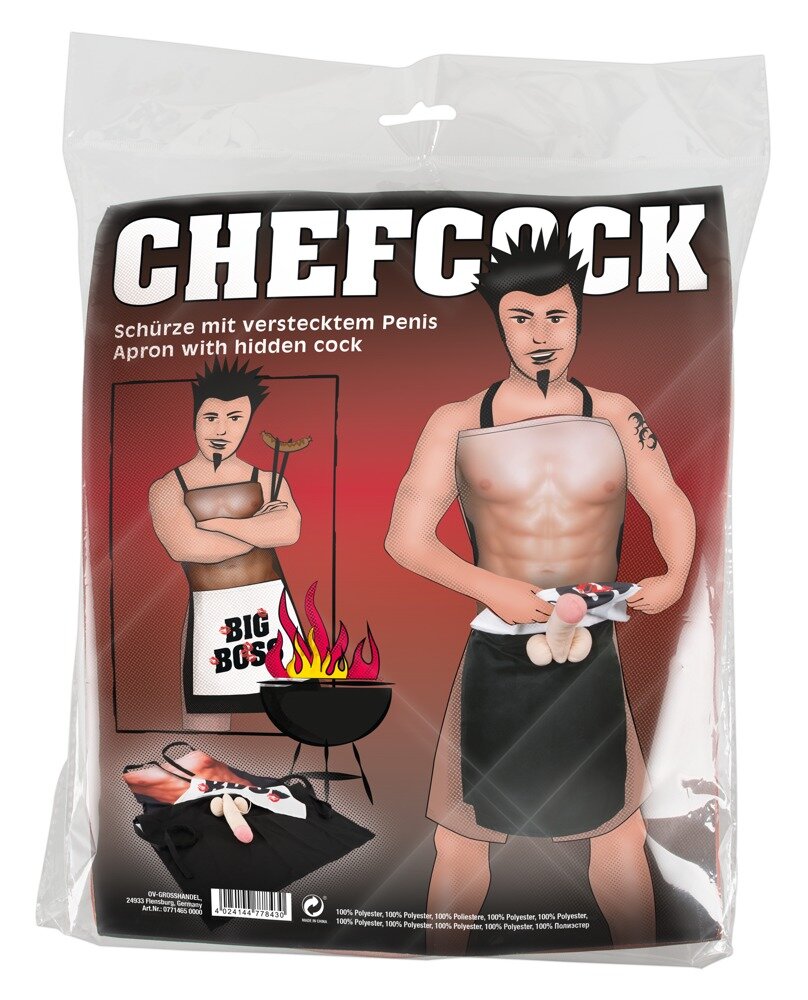Schürze „Chefcock“ mit verstecktem Plüschpenis
