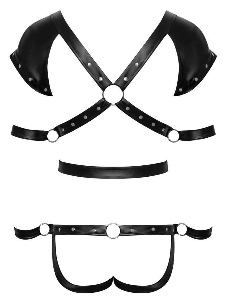 Body in Harness-Optik mit 4 abnehmbaren Fesseln