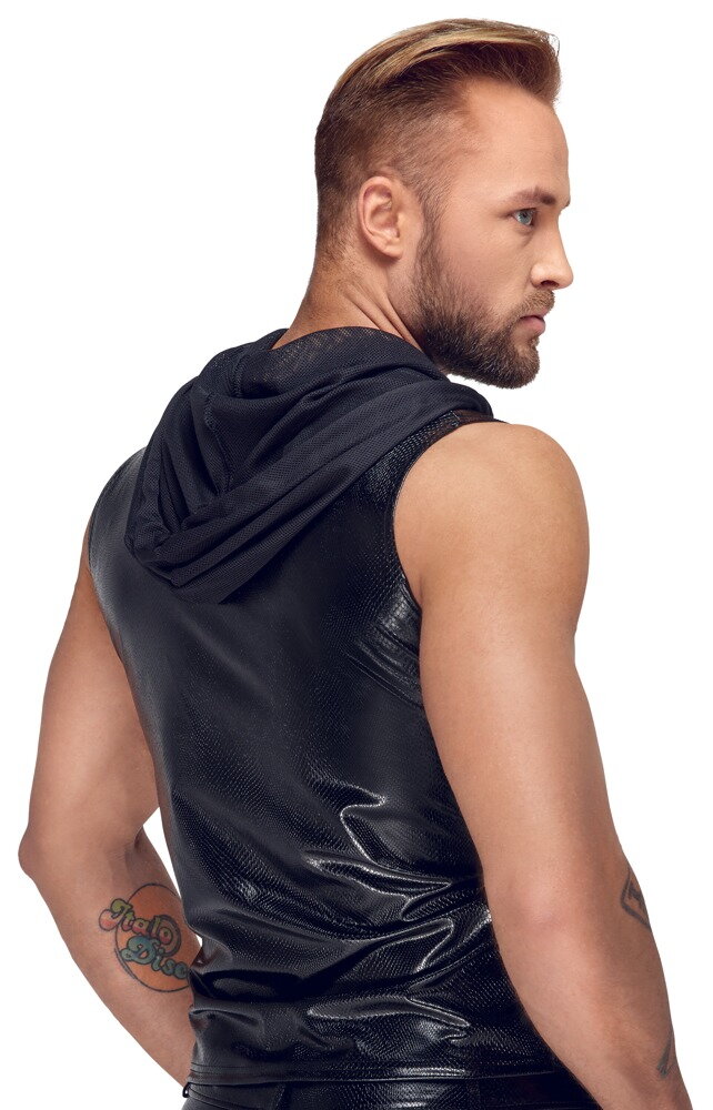 Shirt „Alpha“ in Schlangenhaut-Optik mit Kapuze aus weichem Powernet