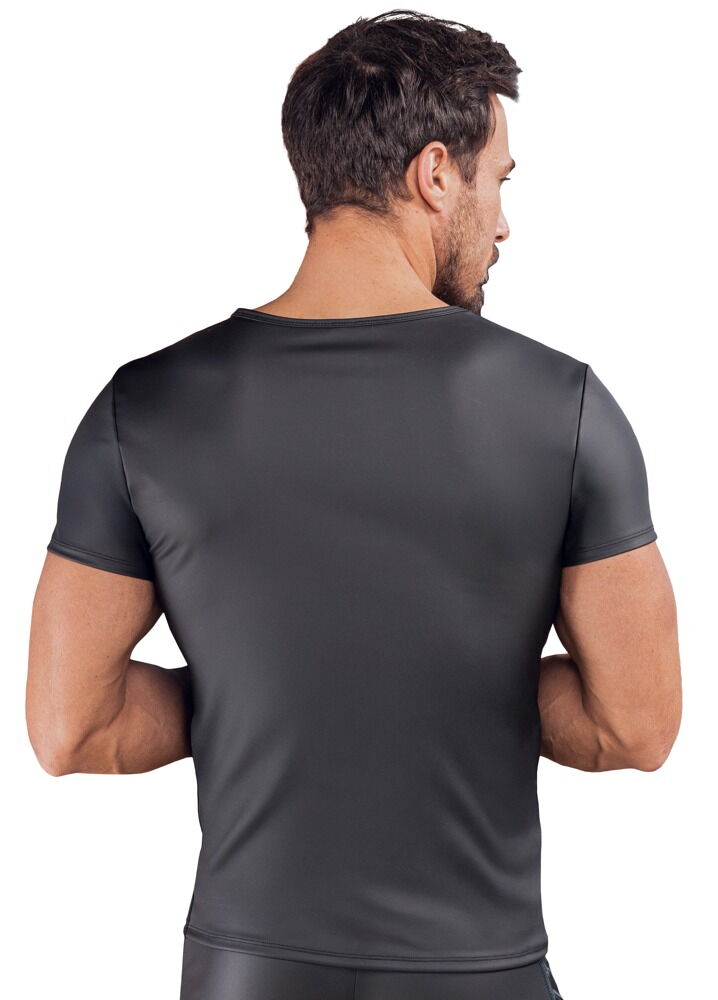 Shirt im stylischen Material-Mix