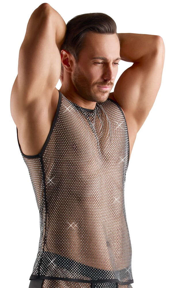 Netzshirt mit Glitzersteinen