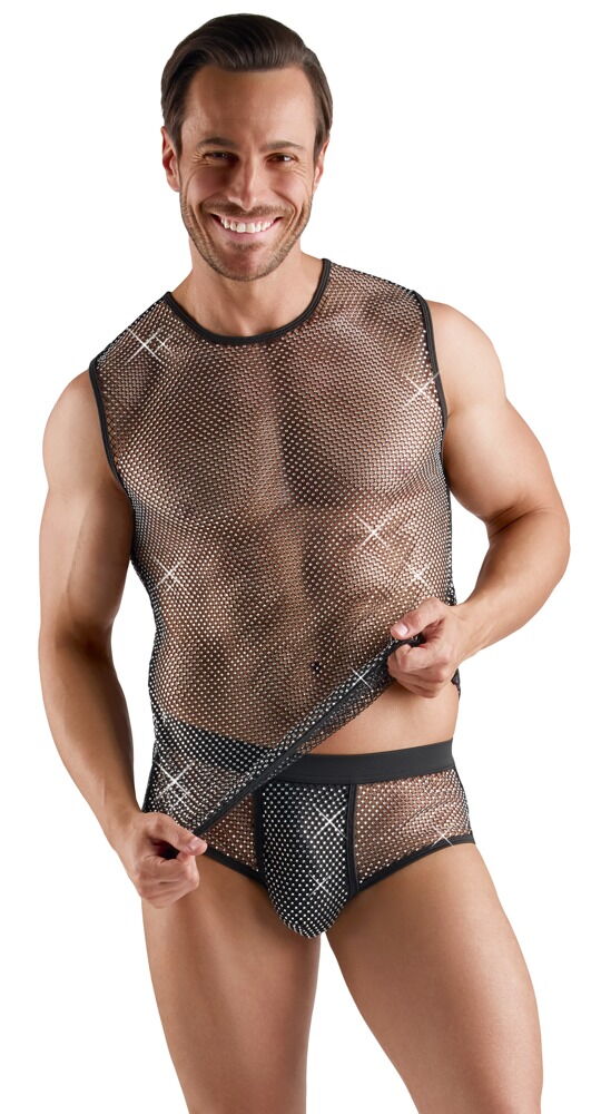 Netzshirt mit Glitzersteinen