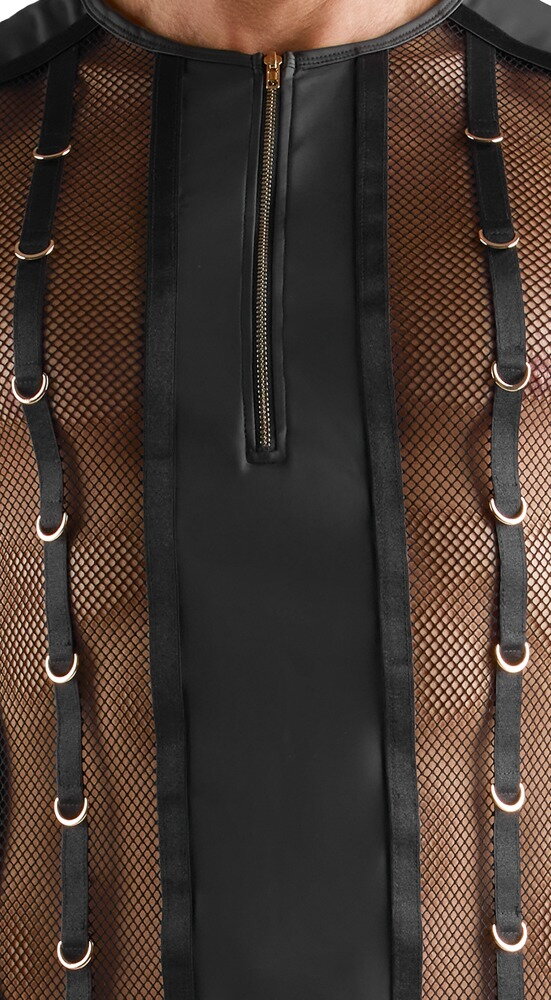 Shirt im stylischen Material-Mix