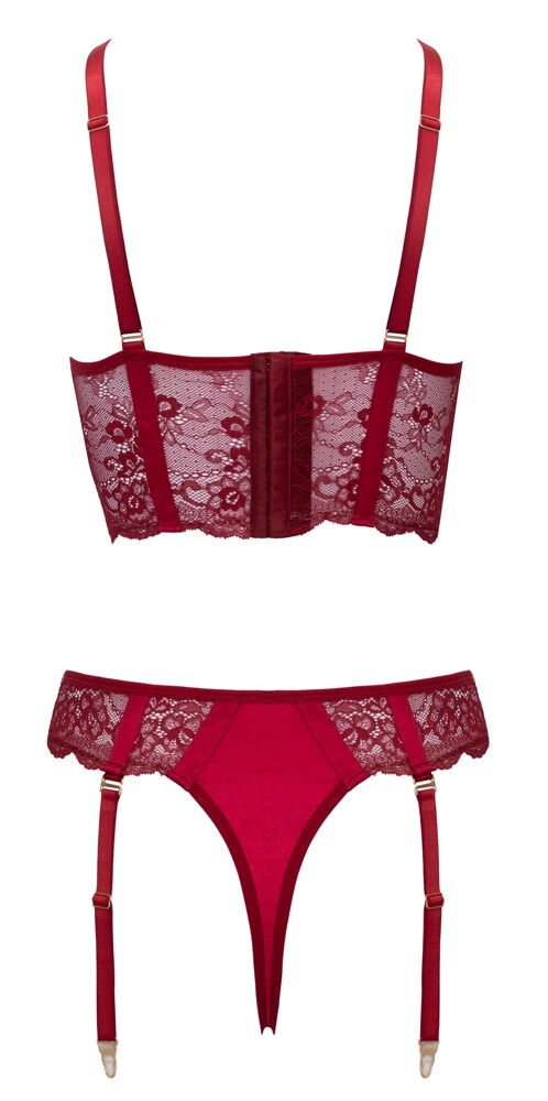 Dessous-Set aus dunkelroter Spitze