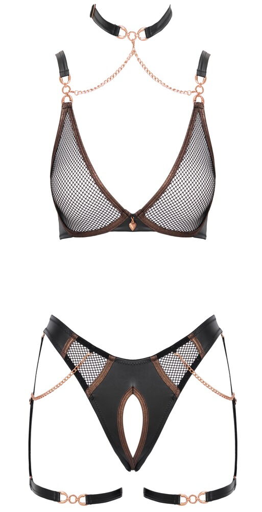 Dessous-Set im Mix aus Netz und Mattlook