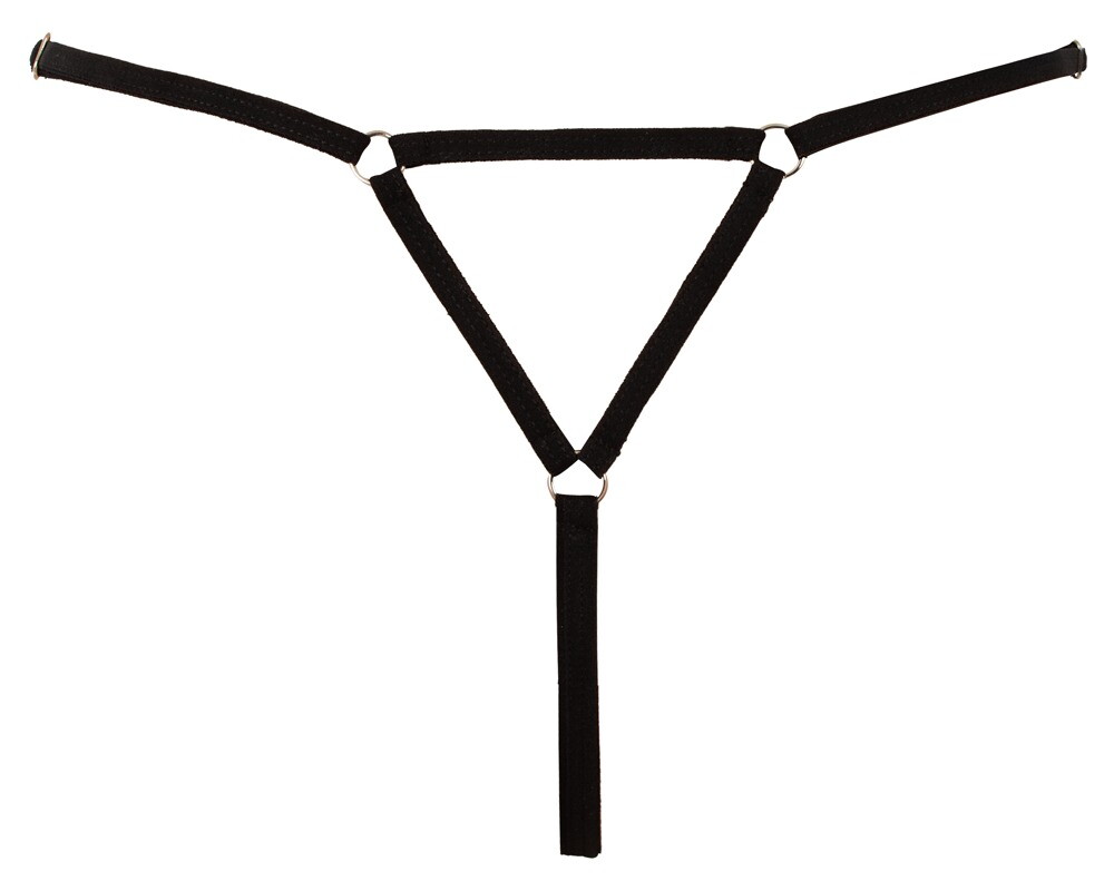 String mit Glitzer-Front aus Strass und Perlen