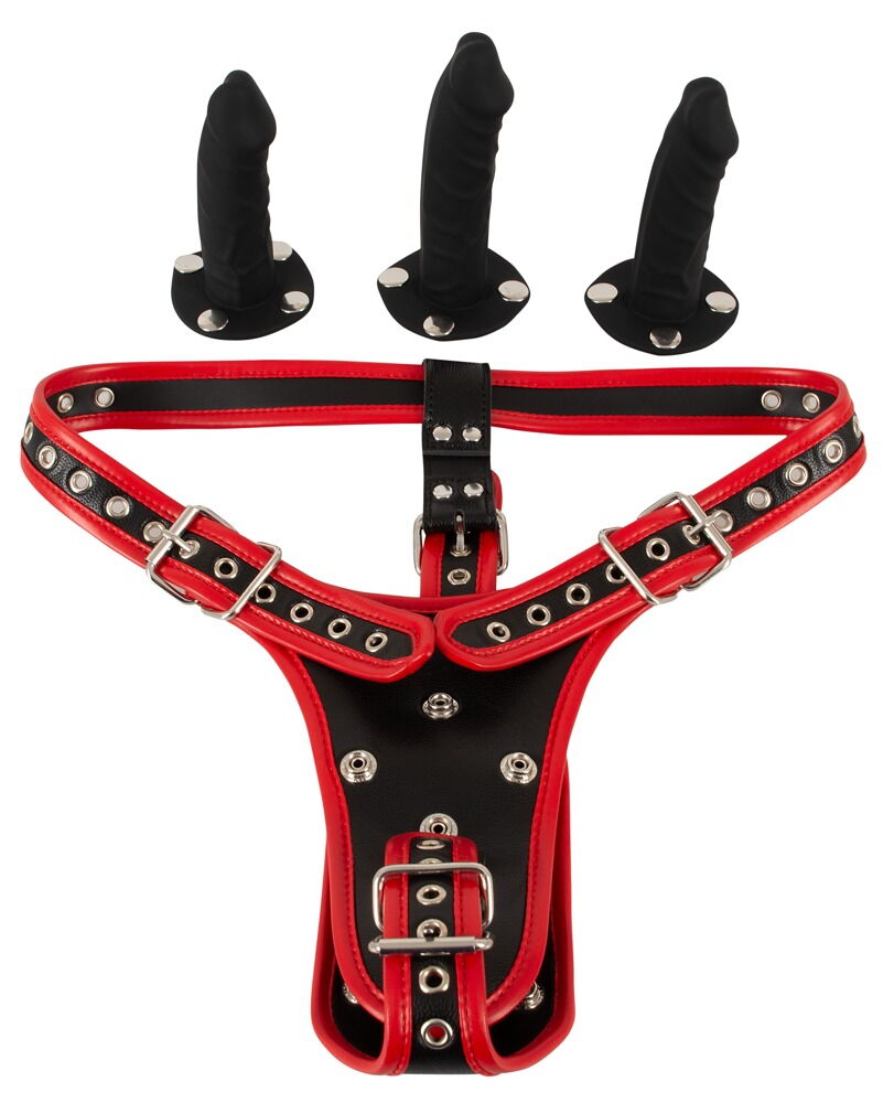 Strap-on-String plus 3 abnehmbare Silikon-Dildos