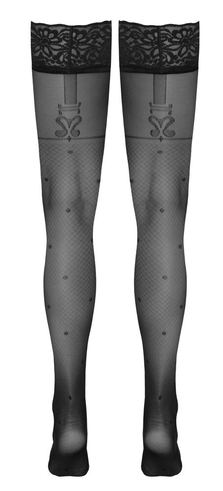 Halterlose Strümpfe im Straps-Look mit 8-cm-Spitzenabschluss