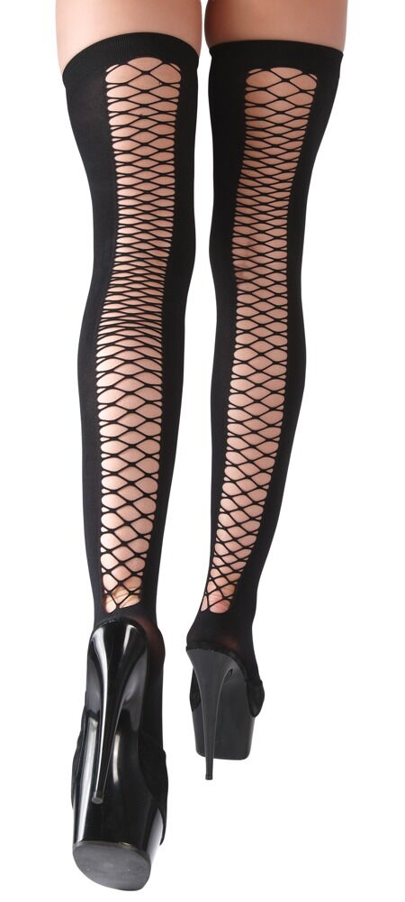 Overknees mit breiter Netz-Naht hinten