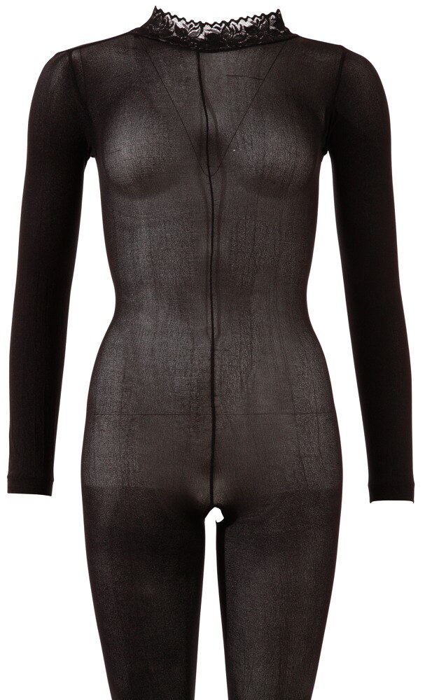 Ouvert-Catsuit aus feinem Strumpfmaterial