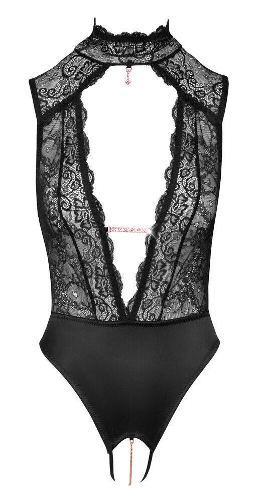 Body ouvert aus feiner weicher Spitze und Stretchsatin