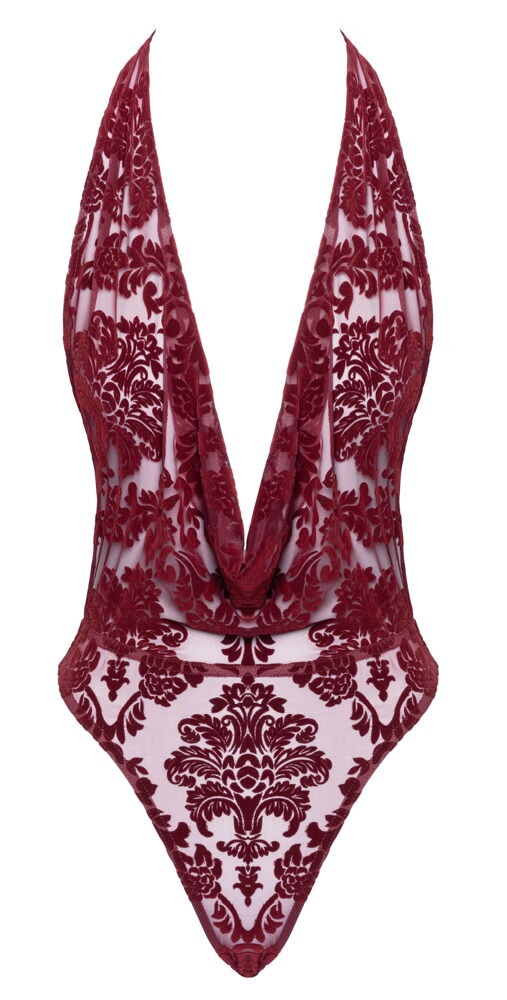 Body „Kink Royal“ mit Samtflockprint-Ornamenten