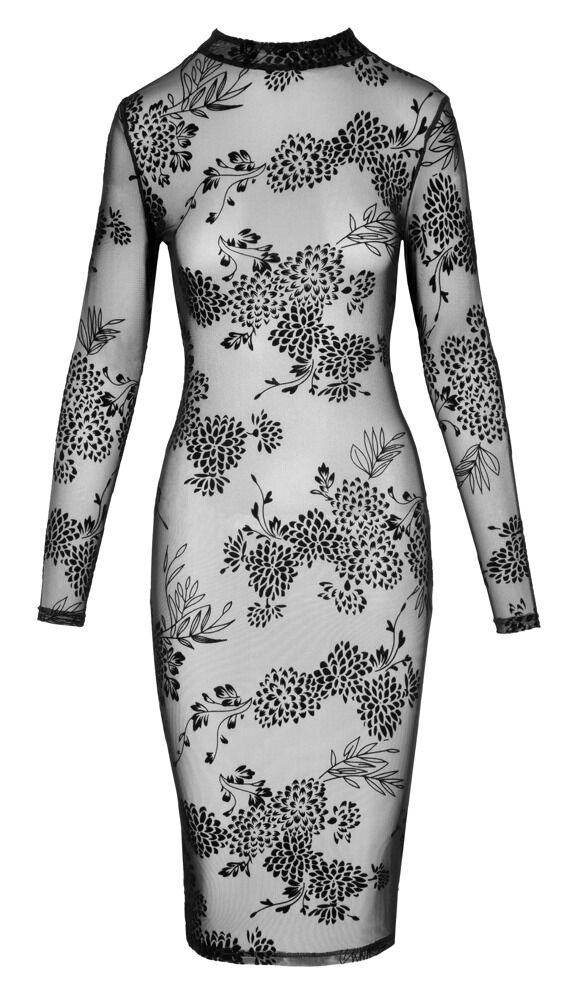 Kleid „Fucking Fabulous Exclusive“ aus Powernet mit Blüten-Samtflockprint