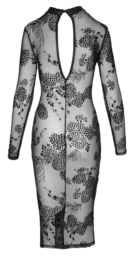 Kleid „Fucking Fabulous Exclusive“ aus Powernet mit Blüten-Samtflockprint