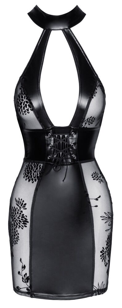 Minikleid „Fucking Fabulous“ im Mattlook mit Samtflockprint-Transparenzen