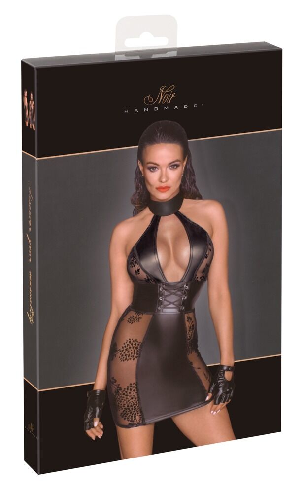 Minikleid „Fucking Fabulous“ im Mattlook mit Samtflockprint-Transparenzen