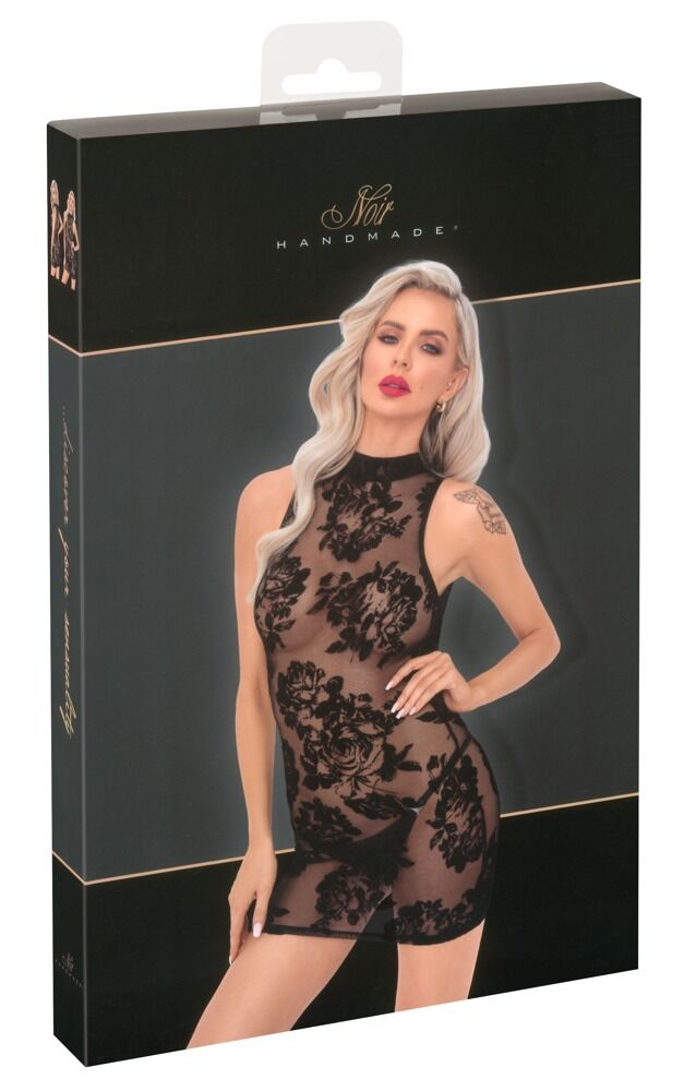 Minikleid „Boudoir Stories Exclusive“ aus Stretchtüll mit Floral-Samtflockprint