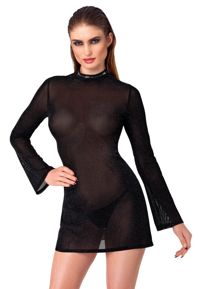 Minikleid in Glitzer-Transparenz