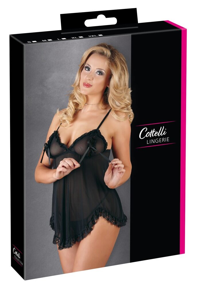 Babydoll plus String, mit geschlitzten Cups und Cut-out am Rücken