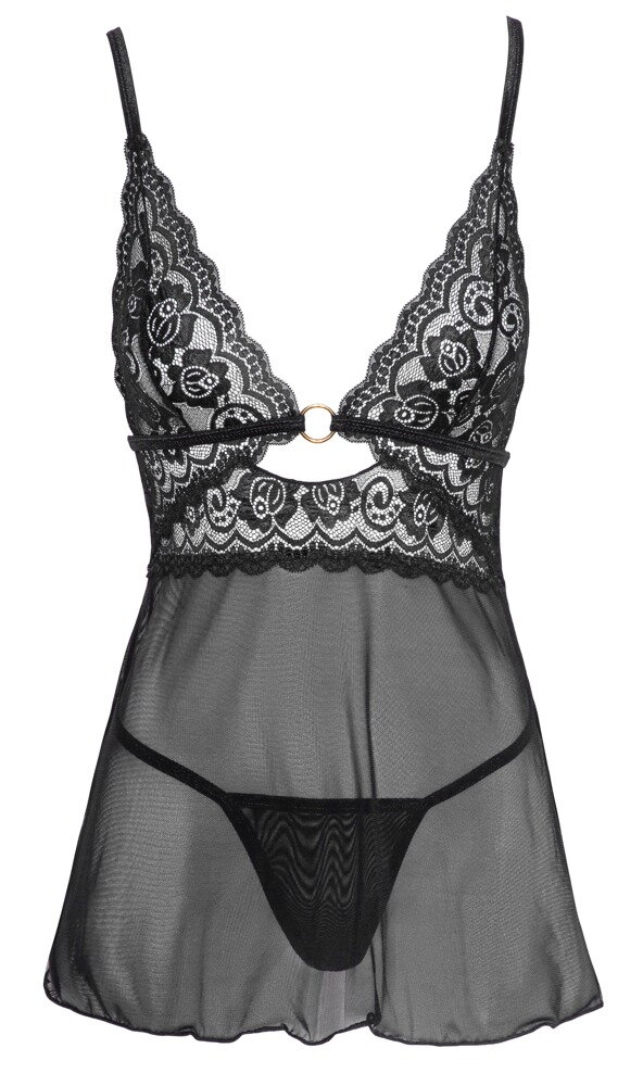 Babydoll plus String aus Powernet und Spitze