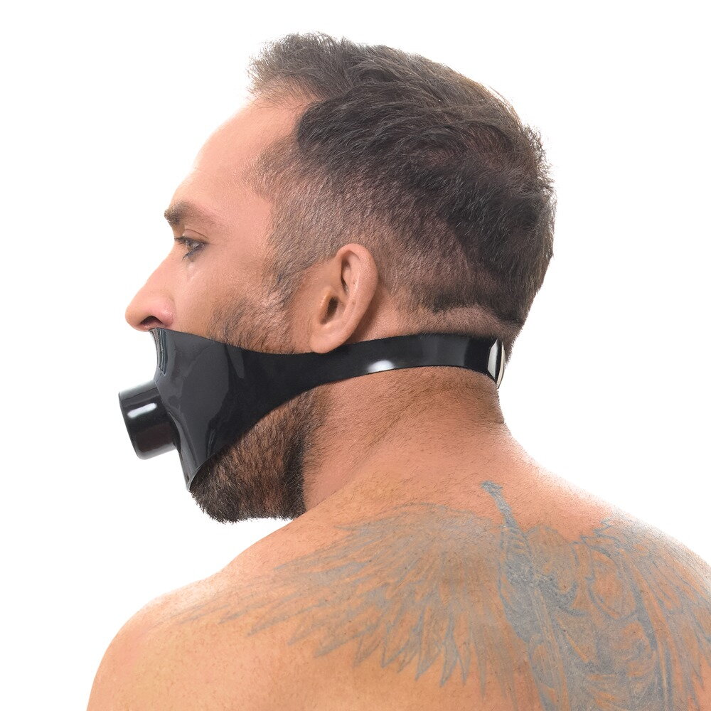 Latex-Knebelmaske mit Mundrohr