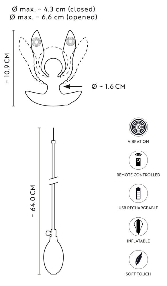 Analvibrator mit Spreiz- und Pumpfunktion