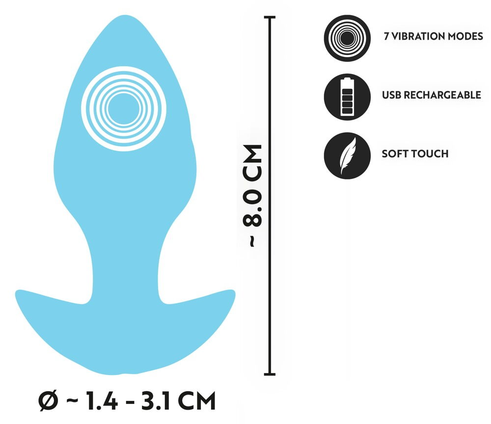 Analplug mit Tiefen-Vibration in 7 Modi