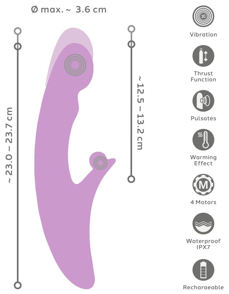 Rabbitvibrator „be Warming“ mit pulsierender Stoßfunktion