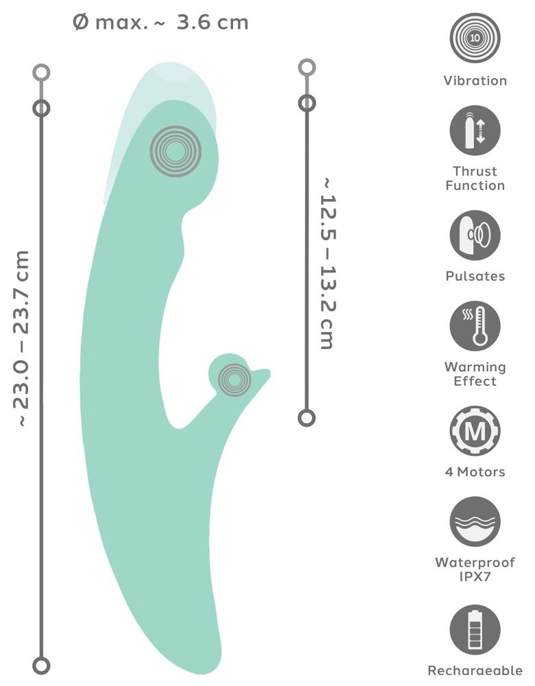 Rabbitvibrator „be Warming“ mit pulsierender Stoßfunktion