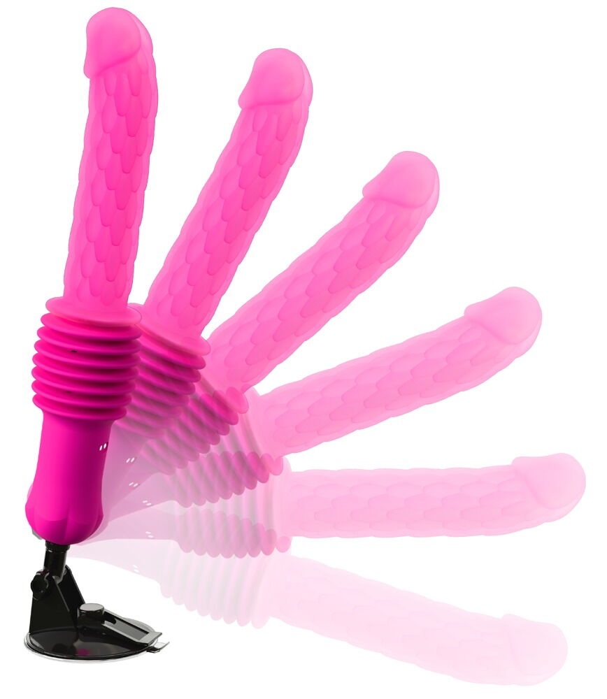 Stoßvibrator „RC Warming Fucking Machine“ mit abnehmbarem Saugfuß