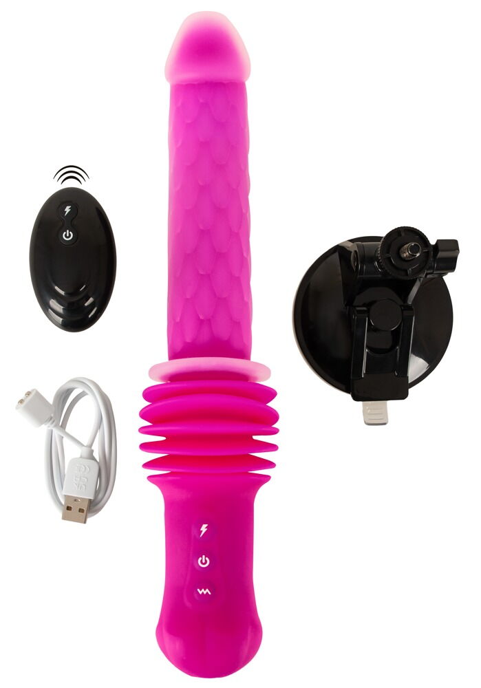 Stoßvibrator „RC Warming Fucking Machine“ mit abnehmbarem Saugfuß