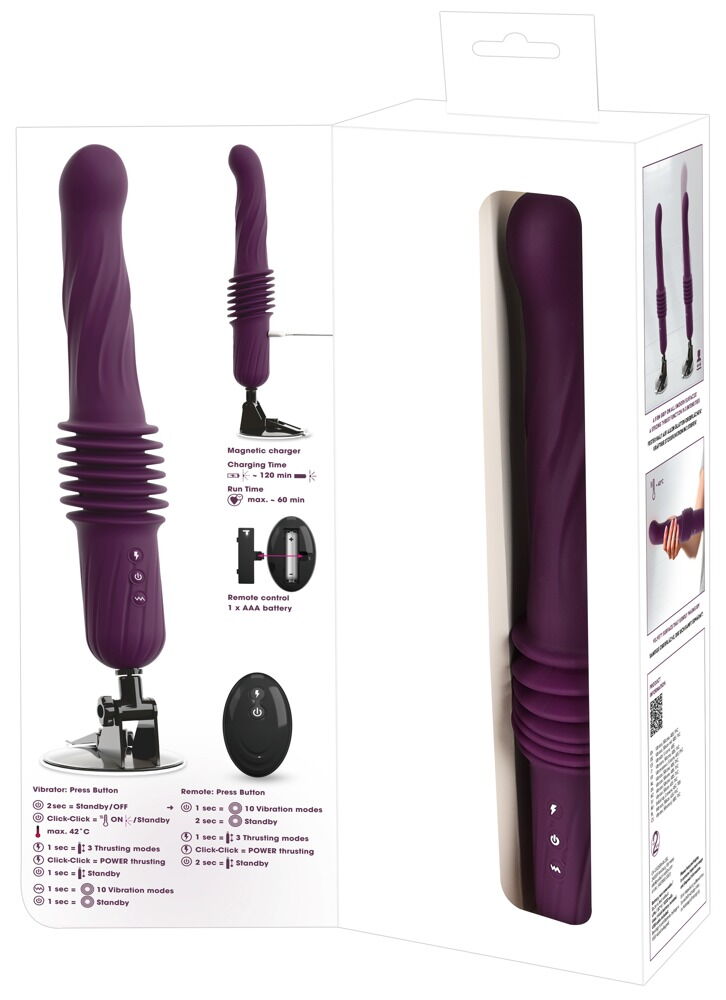 Stoßvibrator „RC Warming Fucking Machine“ mit abnehmbarem Saugfuß