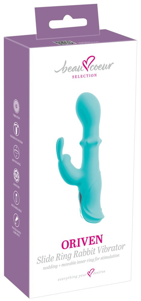 Rabbitvibrator „ORIVEN“ mit Klopf-Impulsen & Slide Massagering