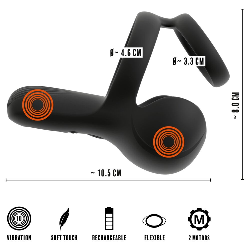 Hodenvibrator mit vibrierendem Damm-Stimulator