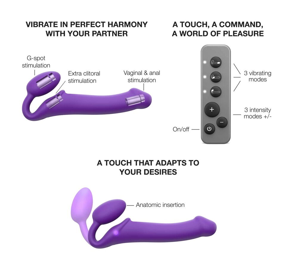 Strapless Strap-on „Vibrating Bendable“ mit 3 Motoren