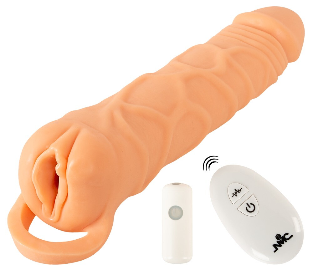 Vibro-Penishülle „2in1 Extension & Masturbator RC“ mit Hodenring